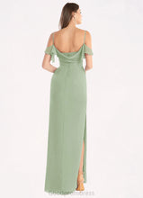 Load image into Gallery viewer, Camille Sheath Off the Shoulder Chiffon Floor-Length Dress Dusty Sage HDOP0022711