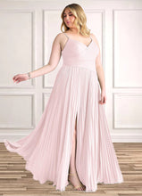 Load image into Gallery viewer, Jean A-Line V-Neck Pleated Chiffon Floor-Length Dress Blushing Pink HDOP0022712