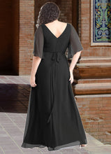 Load image into Gallery viewer, Kassandra A-Line V-Neck Chiffon Floor-Length Dress black HDOP0022718
