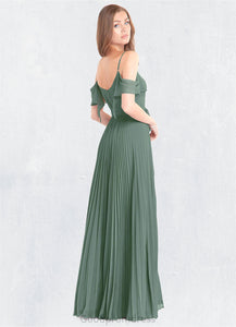 Juliet A-Line Off the Shoulder Chiffon Floor-Length Dress Eucalyptus HDOP0022725