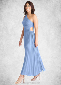 Nathalie A-Line One Shoulder Chiffon Asymmetrical Dress Steel Blue HDOP0022731