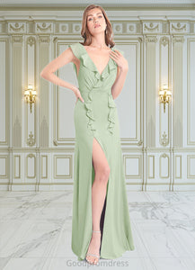 Wendy A-Line Pleated Stretch Chiffon Floor-Length Dress Dusty Sage HDOP0022745