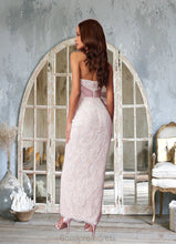 Load image into Gallery viewer, Johanna Sweetheart Lace Column Dress with Mikado Bow Diamond White/Ballerina Pink HDOP0022758