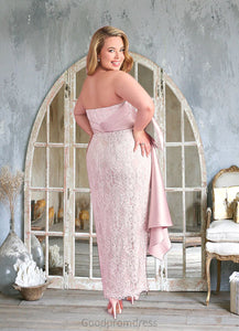 Johanna Sweetheart Lace Column Dress with Mikado Bow Diamond White/Ballerina Pink HDOP0022758