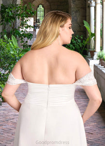 Nevaeh A-Line Off the Shoulder Chiffon Floor-Length Dress Diamond White HDOP0022768