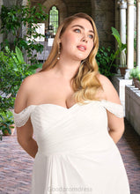 Load image into Gallery viewer, Nevaeh A-Line Off the Shoulder Chiffon Floor-Length Dress Diamond White HDOP0022768