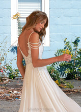 Load image into Gallery viewer, Kennedi A-Line Sequins Chiffon Cathedral Train Dress Diamond White HDOP0022782