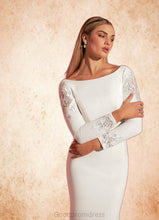 Load image into Gallery viewer, Giuliana Mermaid Scoop Sequins Stretch Crepe Chapel Train Dress Diamond White HDOP0022790