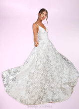 Load image into Gallery viewer, Aleena A-Line Organza Chapel Train Dress Diamond White/Frost HDOP0022791