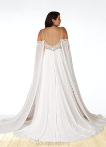 Seraphina A-Line Sequins Chiffon Chapel Train Dress Diamond White/Champagne HDOP0022792