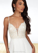 Load image into Gallery viewer, Seraphina A-Line Sequins Chiffon Chapel Train Dress Diamond White/Champagne HDOP0022792