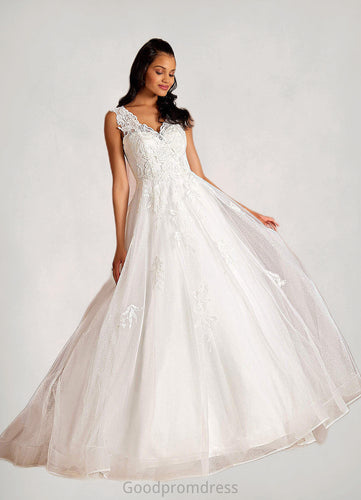 Jaelynn A-Line Sequins Tulle Chapel Train Dress Diamond White HDOP0022795