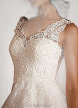 Load image into Gallery viewer, Jaelynn A-Line Sequins Tulle Chapel Train Dress Diamond White HDOP0022795