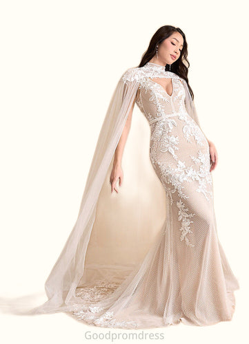Julianna Mermaid Lace Cathedral Train Dress Diamond White/Sand HDOP0022797