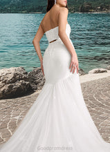 Load image into Gallery viewer, Cynthia Mermaid Sequins Tulle Cathedral Train Dress Diamond White HDOP0022798