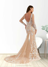 Load image into Gallery viewer, Mercedes Mermaid Sequins Tulle Chapel Train Dress Diamond White/Sand HDOP0022799