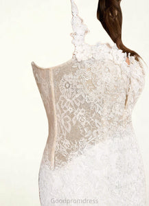 Marlee Mermaid Lace Tulle Chapel Train Dress Diamond White/Nude HDOP0022801