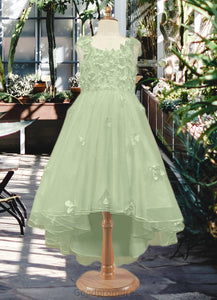 Seraphina Ball-Gown Lace Tulle Asymmetrical Dress Dusty Sage HDOP0022802