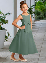 Load image into Gallery viewer, Ryan A-Line Pleated Matte Satin Ankle-Length Dress Eucalyptus HDOP0022803