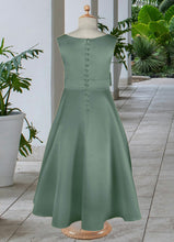 Load image into Gallery viewer, Ryan A-Line Pleated Matte Satin Ankle-Length Dress Eucalyptus HDOP0022803