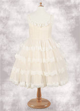 Load image into Gallery viewer, Yasmine A-Line Lace Tulle Knee-Length Dress Diamond White/Champagne HDOP0022809