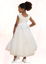 Load image into Gallery viewer, Izabella A-Line Lace Tulle Ankle-Length Dress Diamond White/Champagne HDOP0022810