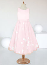 Load image into Gallery viewer, Yaretzi A-Line Lace Tulle Tea-Length Dress Blushing Pink HDOP0022814