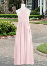 Load image into Gallery viewer, June A-Line Pleated Chiffon Floor-Length Junior Bridesmaid Dress Blushing Pink HDOP0022849