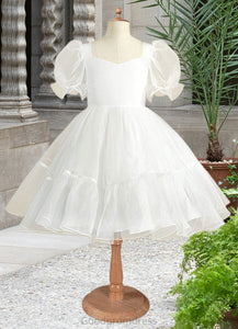Lauretta Ball-Gown Sweetheart Neckline Organza Knee-Length Dress Diamond White HDOP0022854