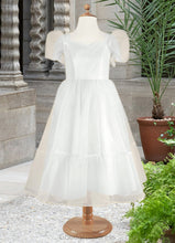 Load image into Gallery viewer, Lauretta Ball-Gown Sweetheart Neckline Organza Knee-Length Dress Diamond White HDOP0022854