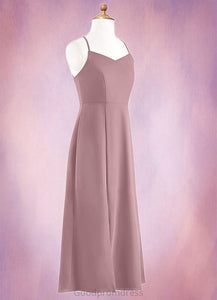 Madeleine A-Line Chiffon Floor-Length Junior Bridesmaid Dress dusty rose HDOP0022856