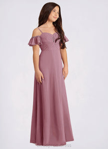 Salome A-Line Off the Shoulder Chiffon Floor-Length Junior Bridesmaid Dress Vintage Mauve HDOP0022859
