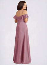 Load image into Gallery viewer, Salome A-Line Off the Shoulder Chiffon Floor-Length Junior Bridesmaid Dress Vintage Mauve HDOP0022859