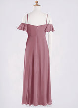 Load image into Gallery viewer, Salome A-Line Off the Shoulder Chiffon Floor-Length Junior Bridesmaid Dress Vintage Mauve HDOP0022859