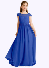 Load image into Gallery viewer, Morgan A-Line Pleated Chiffon Floor-Length Junior Bridesmaid Dress Royal Blue HDOP0022863