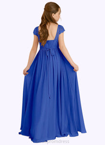 Morgan A-Line Pleated Chiffon Floor-Length Junior Bridesmaid Dress Royal Blue HDOP0022863