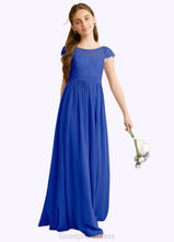 Load image into Gallery viewer, Morgan A-Line Pleated Chiffon Floor-Length Junior Bridesmaid Dress Royal Blue HDOP0022863