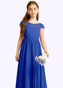 Morgan A-Line Pleated Chiffon Floor-Length Junior Bridesmaid Dress Royal Blue HDOP0022863