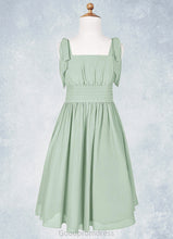 Load image into Gallery viewer, Jasmine A-Line Pleated Chiffon Mini Junior Bridesmaid Dress Agave HDOP0022864