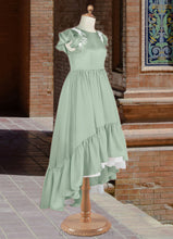 Load image into Gallery viewer, Jemima High Low Lace and Stretch Satin A-line Dress Agave HDOP0022865