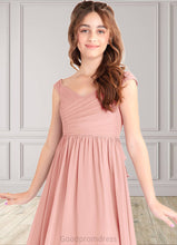 Load image into Gallery viewer, Carina A-Line Pleated Chiffon Floor-Length Junior Bridesmaid Dress Rosette HDOP0022868