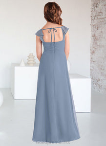Marilyn A-Line Sweetheart Neckline Chiffon Floor-Length Junior Bridesmaid Dress dusty blue HDOP0022869