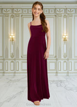 Load image into Gallery viewer, Princess A-Line Velvet Floor-Length Junior Bridesmaid Dress Cabernet HDOP0022870