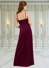 Load image into Gallery viewer, Princess A-Line Velvet Floor-Length Junior Bridesmaid Dress Cabernet HDOP0022870