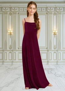 Princess A-Line Velvet Floor-Length Junior Bridesmaid Dress Cabernet HDOP0022870
