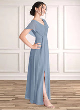 Load image into Gallery viewer, Kay A-Line Ruched Chiffon Floor-Length Junior Bridesmaid Dress dusty blue HDOP0022872