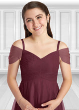 Load image into Gallery viewer, Kaylin A-Line Off the Shoulder Tulle Floor-Length Junior Bridesmaid Dress Cabernet HDOP0022873