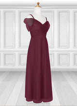 Load image into Gallery viewer, Kaylin A-Line Off the Shoulder Tulle Floor-Length Junior Bridesmaid Dress Cabernet HDOP0022873