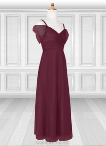 Kaylin A-Line Off the Shoulder Tulle Floor-Length Junior Bridesmaid Dress Cabernet HDOP0022873