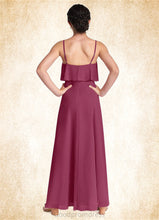 Load image into Gallery viewer, Yasmin A-Line Ruched Chiffon Floor-Length Junior Bridesmaid Dress Mulberry HDOP0022874